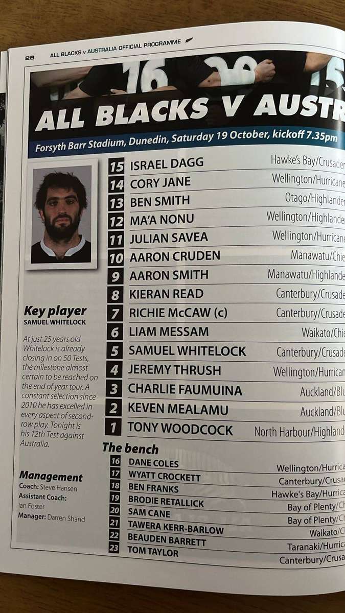 2013 All Blacks vs Australia  in Dunedin Programme & Ticket, details below