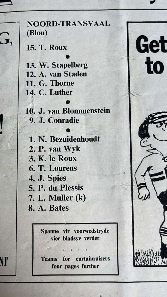 1972 Transvaal vs Northern Transvaal Inscribed & Signed Programme, details below