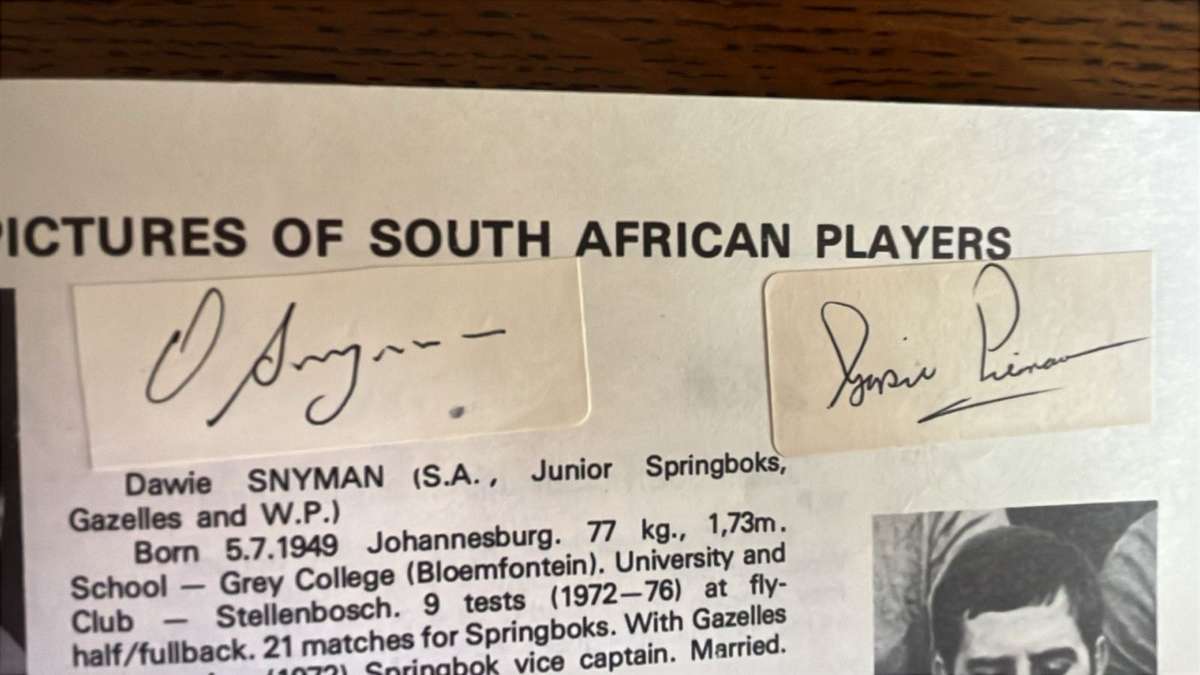 1977 South Africa vs World XV At Loftus Versveld Signed Programme, details below