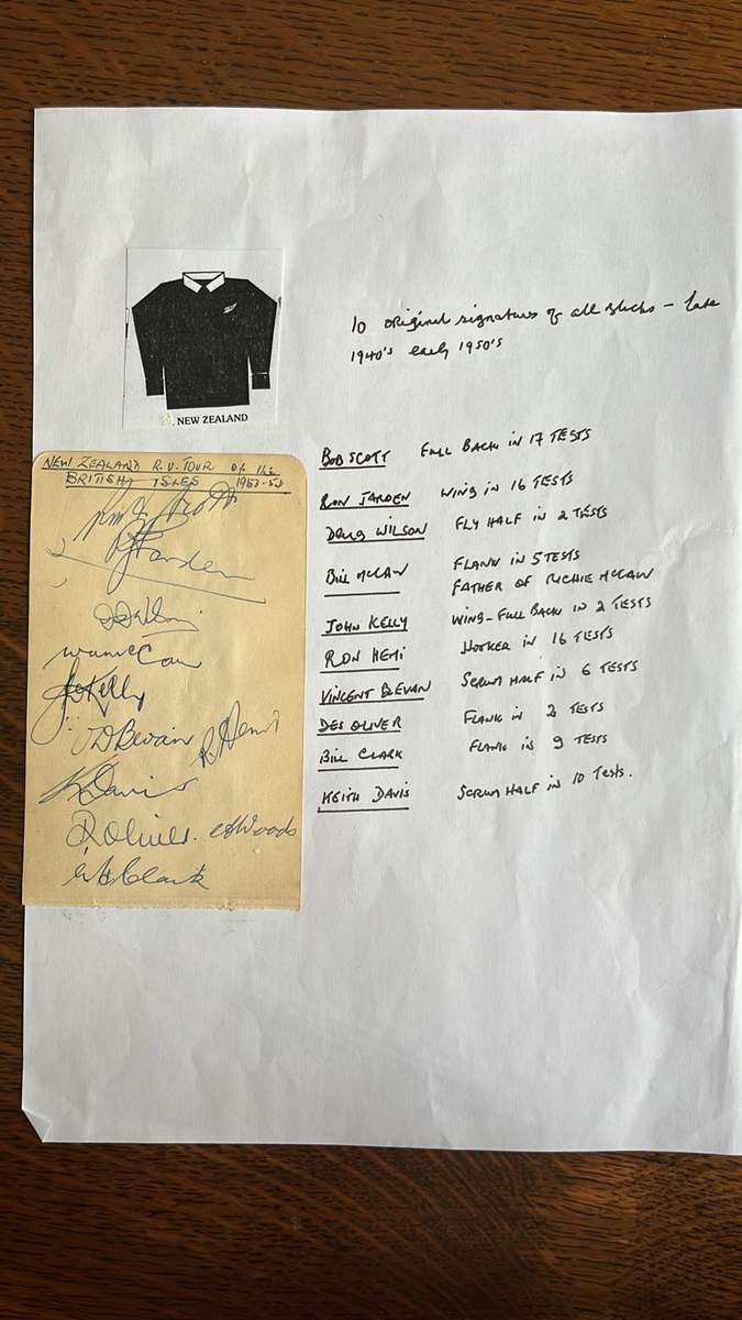All Blacks 1940/50's Original Signatures, details below