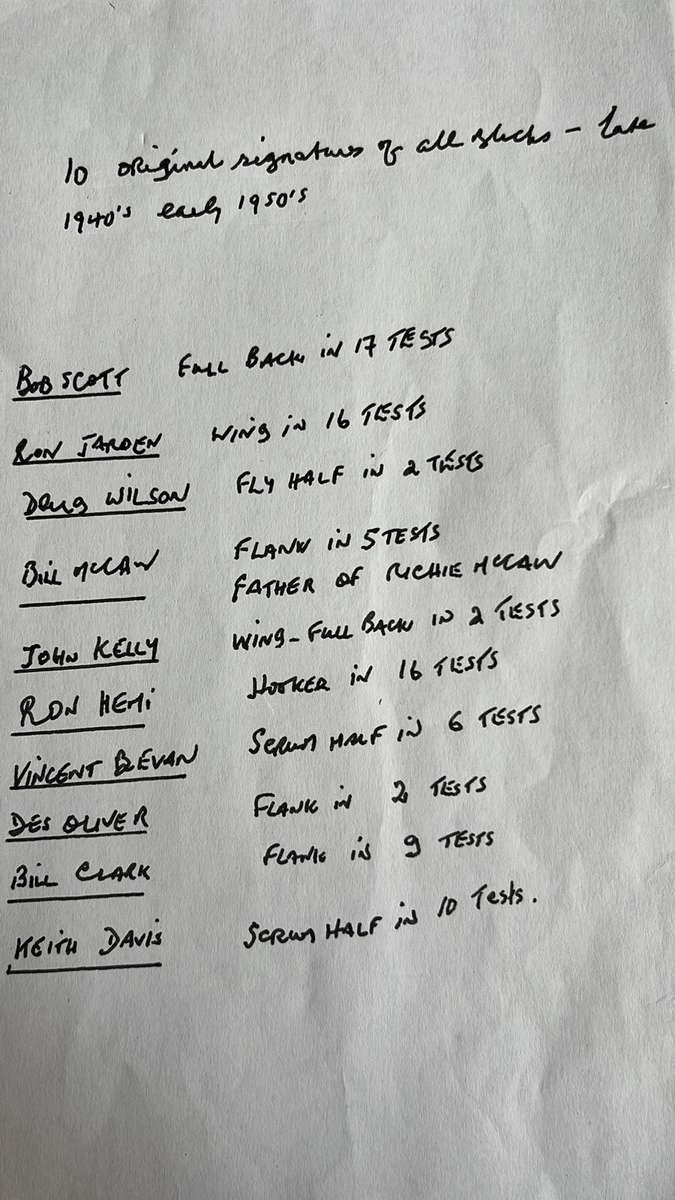 All Blacks 1940/50's Original Signatures, details below