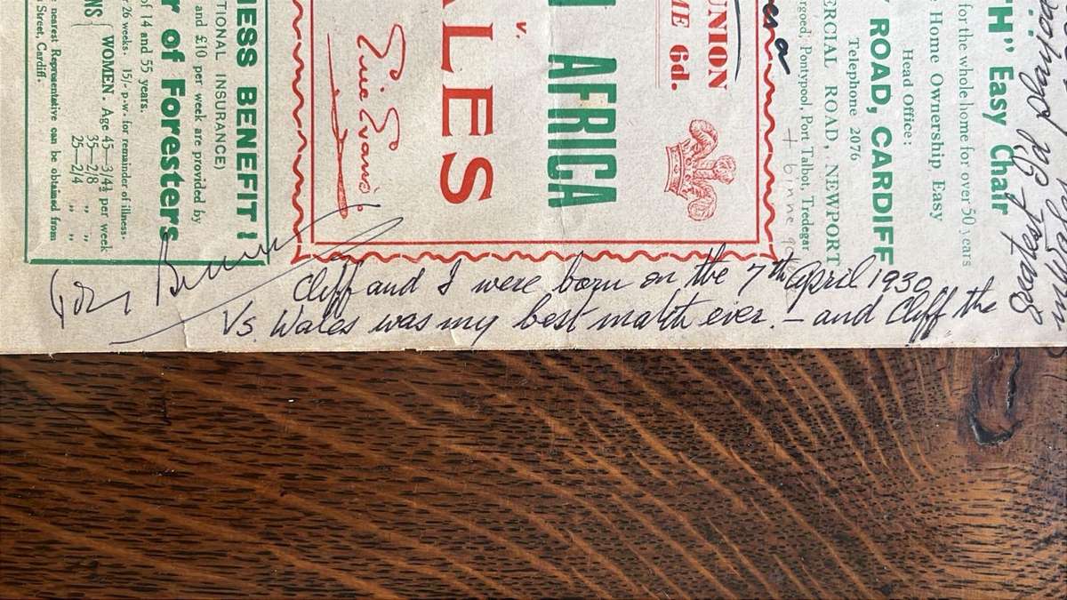 1951 South Africa vs Wales Signed & Inscribed Programme, details below