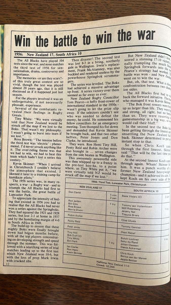 1946 - 1975 All Blacks - Great Test Victories Magazine, details below