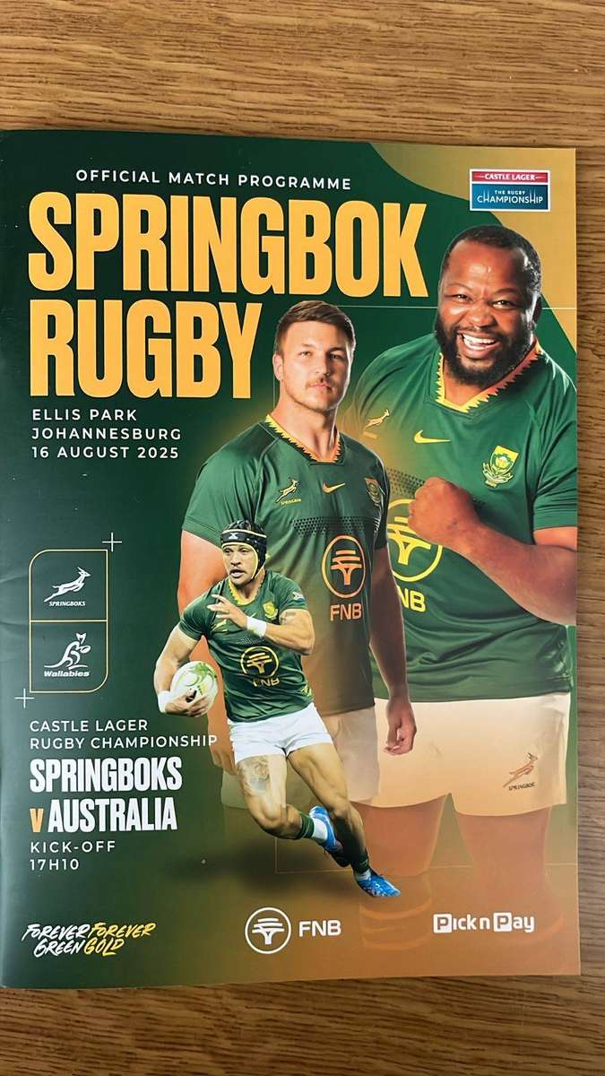 2025 Springboks vs Australia at Ellis Park Stadium Programme, details below
