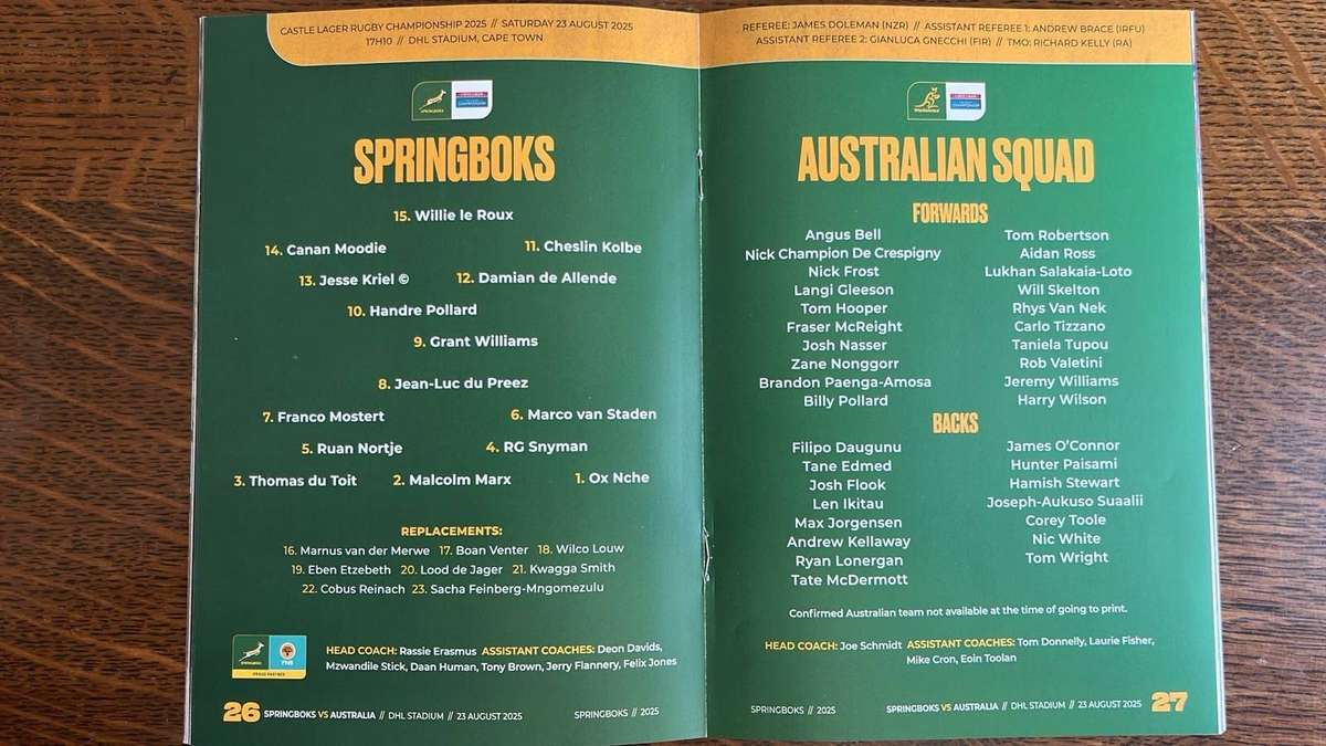 2025 Springboks vs Australia, Pack 2 x Programmes, details below