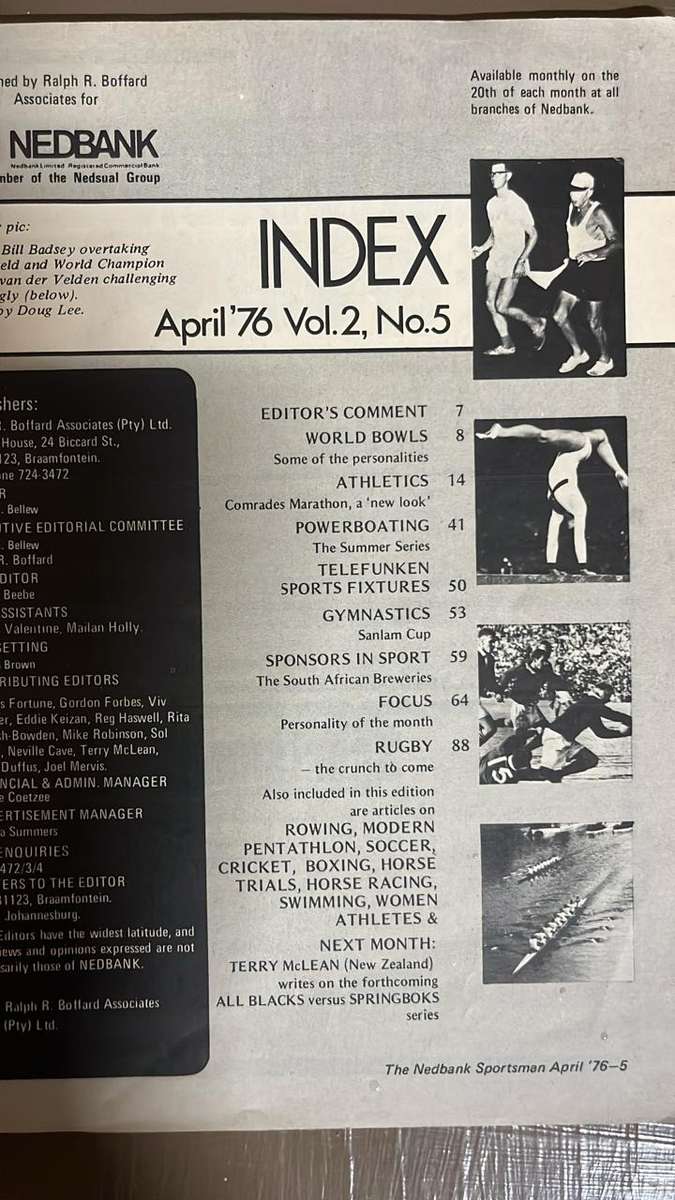 1976 Nedbank Sportsman Magazine 2 for the Price of 1, details below
