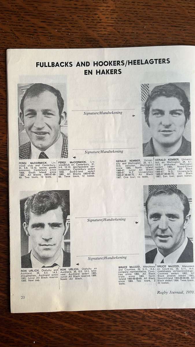 1970 All Blacks in South Africa Journal, details below