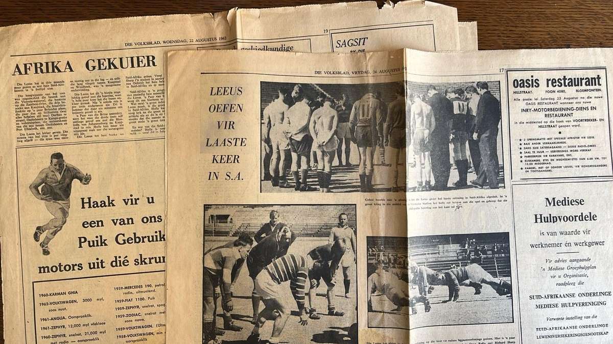 1962 Die Volksblad Springbok vs The British Lions 4th test Newspaper Articles, details below