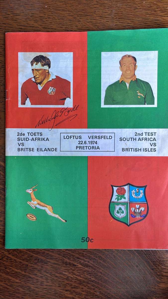 1974 2nd Test South Africa vs British Isles at Loftus Signed Programme, Team Sheet & Pin, see below