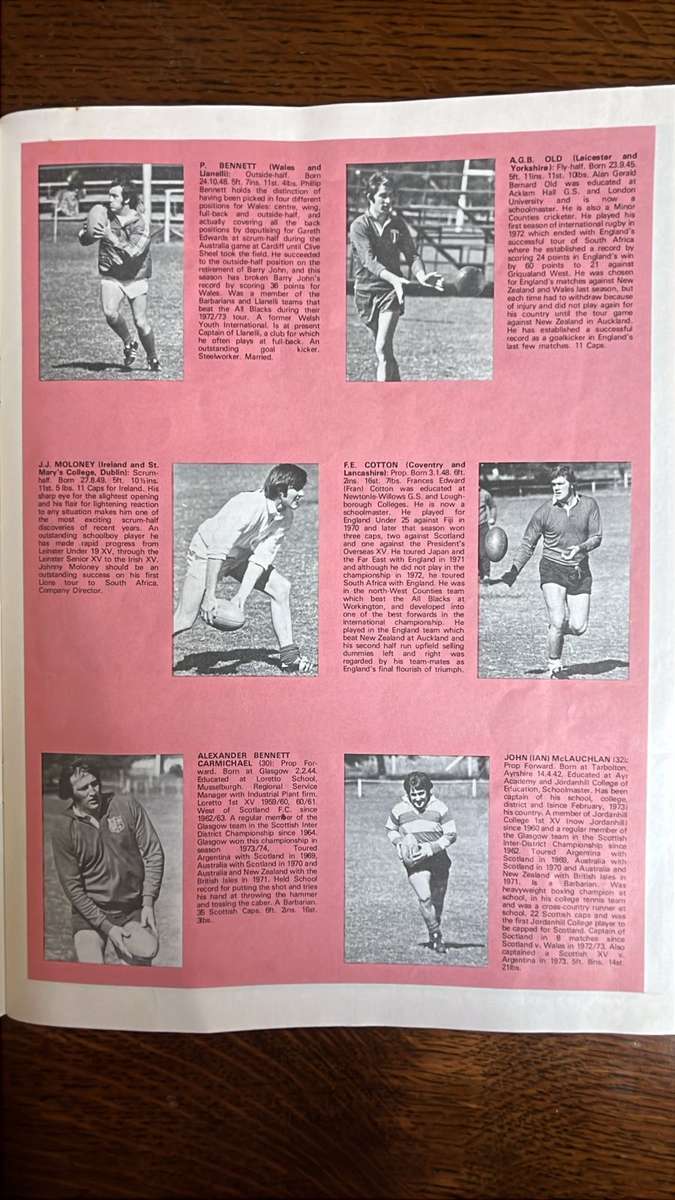 1974 2nd Test South Africa vs British Isles at Loftus Signed Programme, Team Sheet & Pin, see below