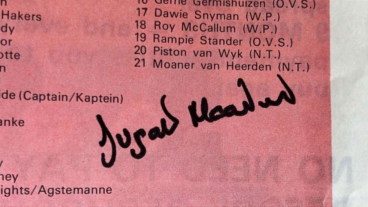 1974 2nd Test South Africa vs British Isles at Loftus Signed Programme, Team Sheet & Pin, see below