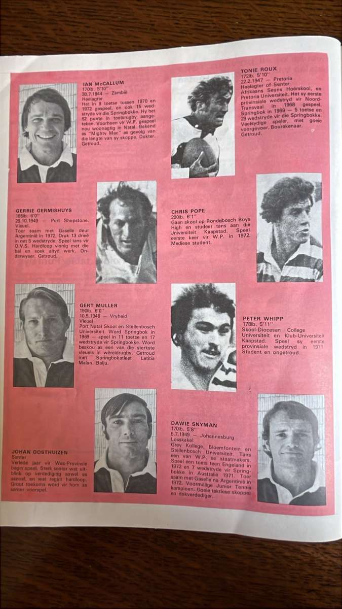 1974 2nd Test South Africa vs British Isles at Loftus Signed Programme, Team Sheet & Pin, see below