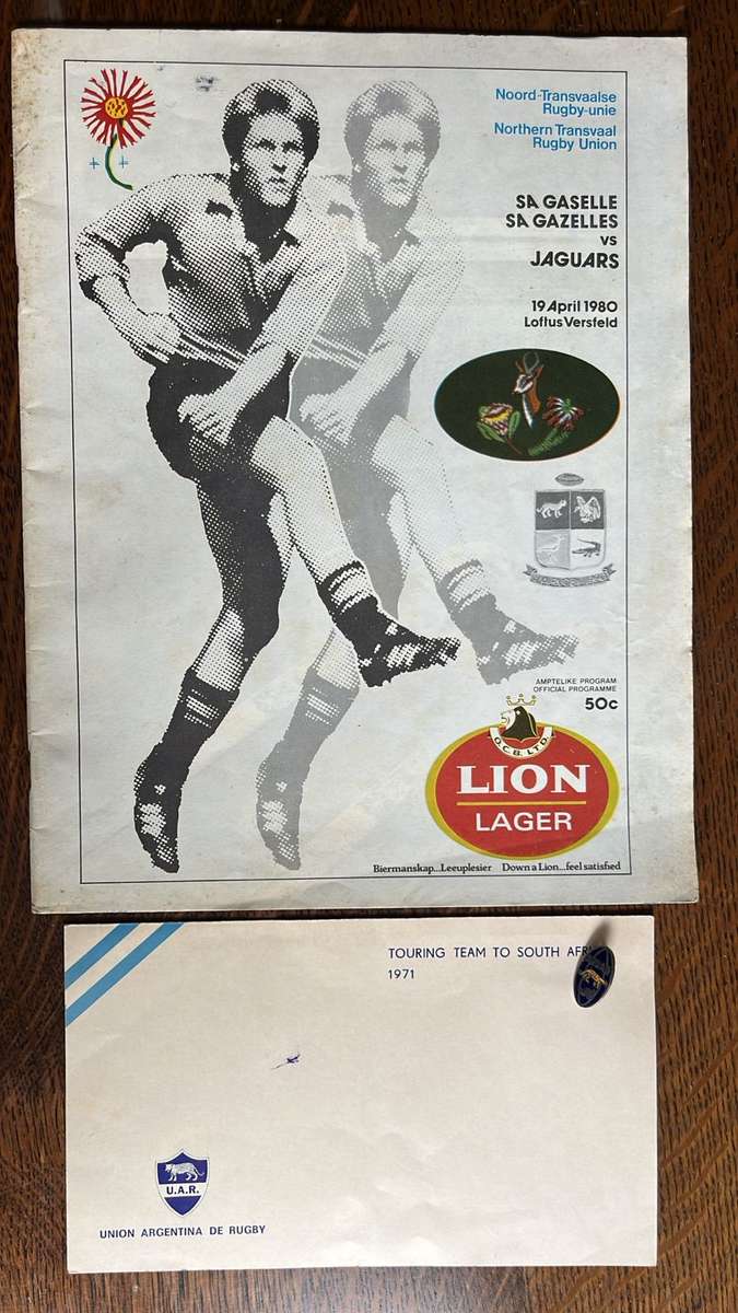 1980 SA Gazelles vs Jaguars at Loftus Programme, Argentina '71 Team Card & Pin, details below