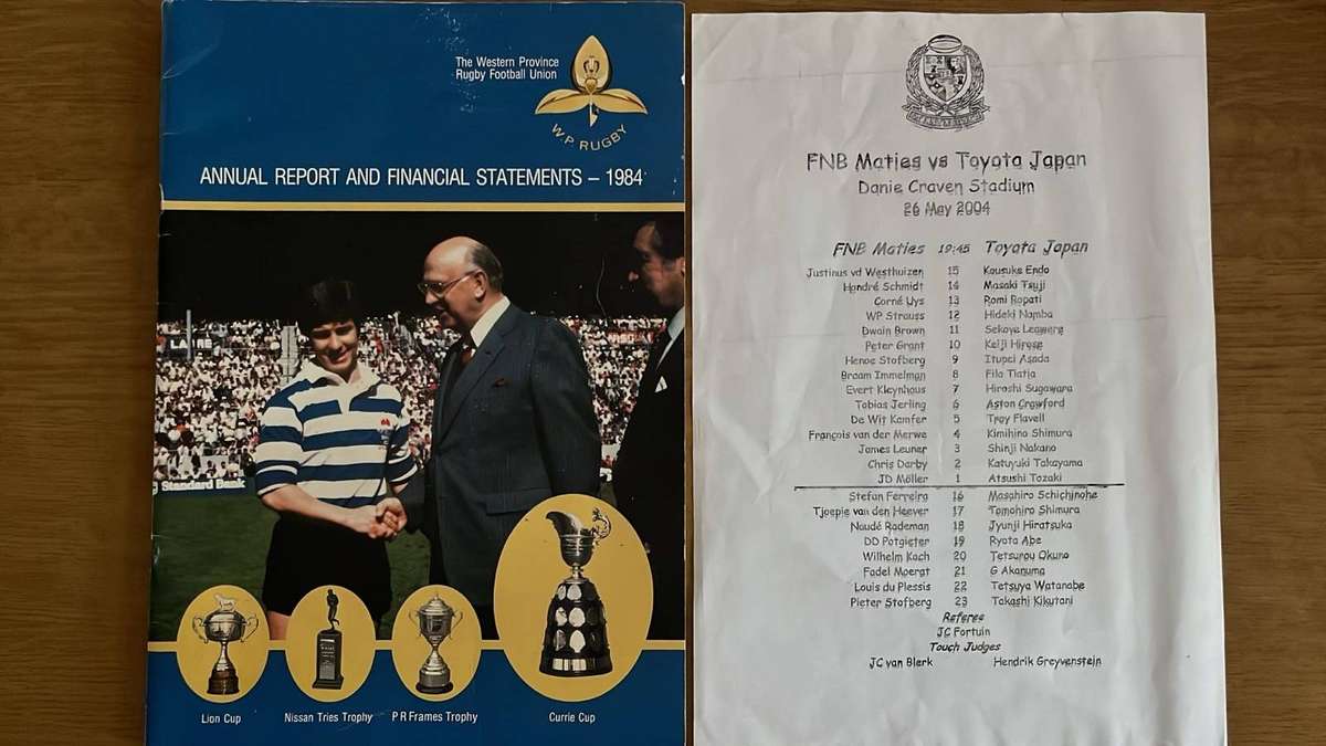 2004 Maties vs Japan & 1984 Western Province Annual Report, details below