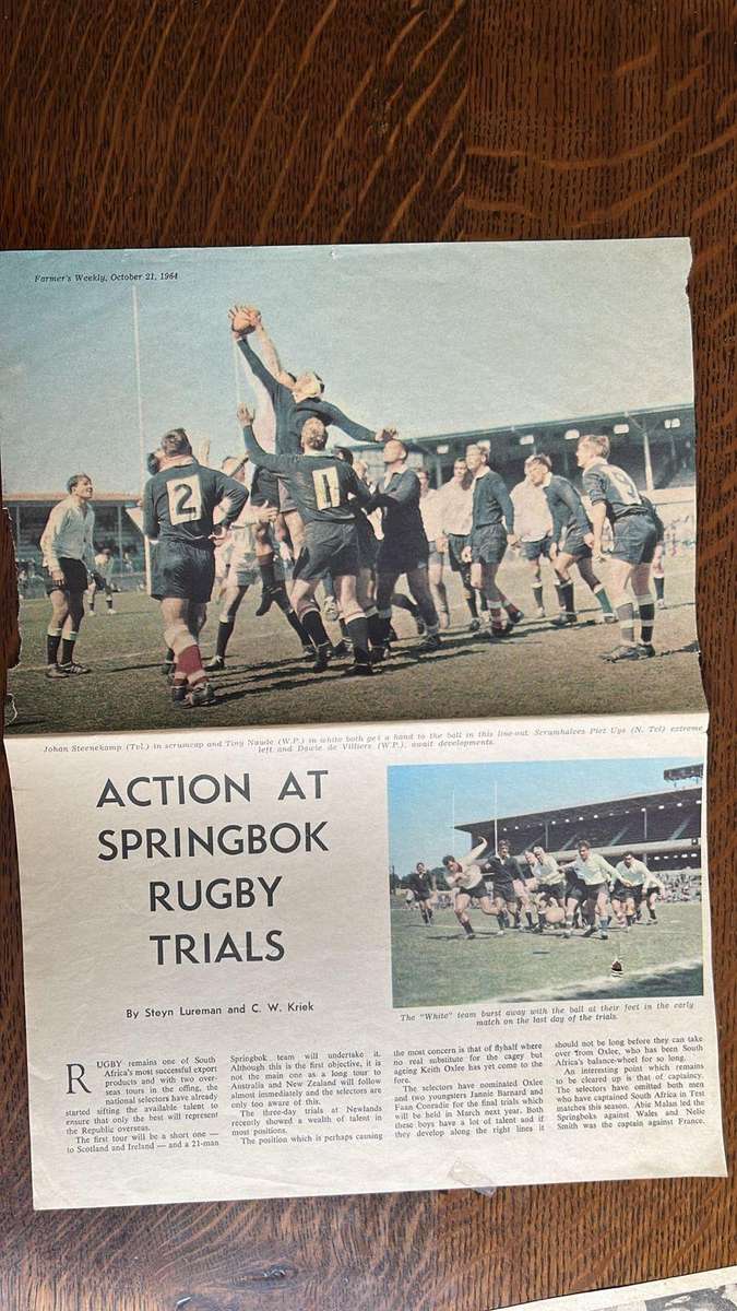 1964 Springbok Trials Newspaper Cuttings, details below