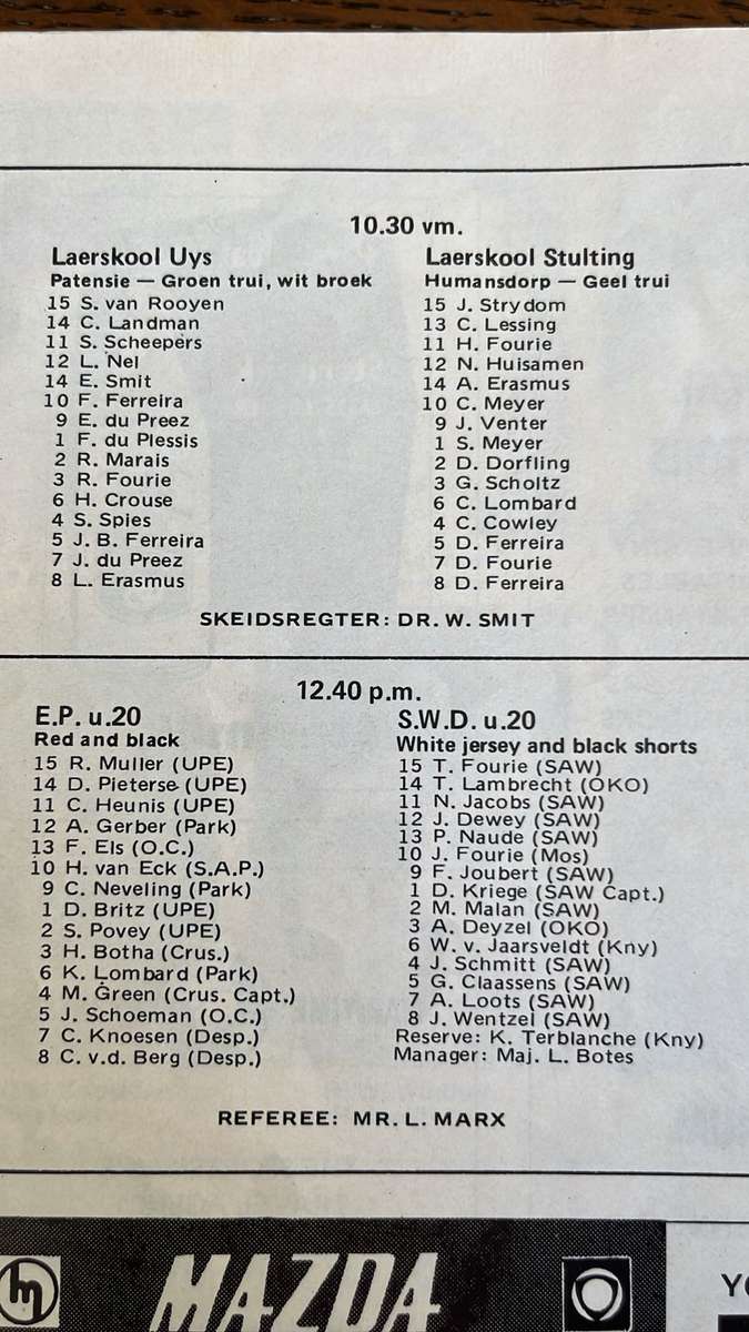 1974 British Lions vs South Africa at Boet Erasmus Stadium Signed Programme, details below