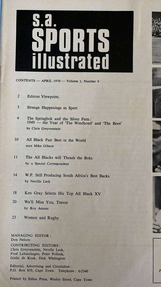 1970 S.A. Sports Illustrated, Signed, details below