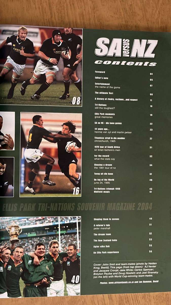 2004 South Africa vs New Zealand - A History of Rivalry Magazine, details below