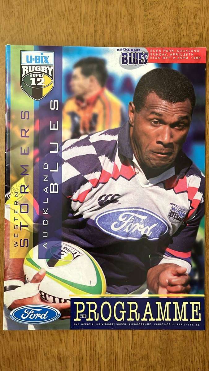 1998 Western Stormers vs Auckland Blues at Eden Park Programme, details below