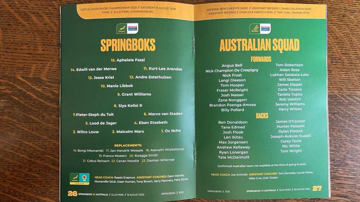 2025 Springboks vs Australia, Pack 2 x Programmes, details below