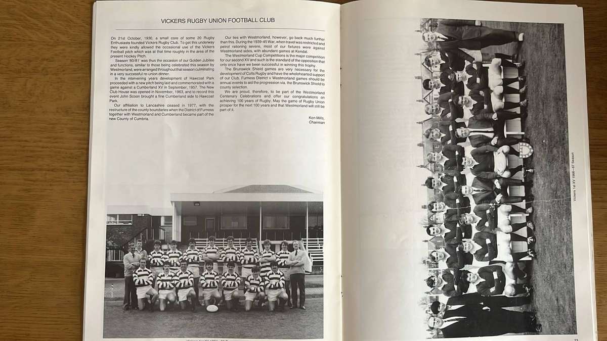 South Cumbria Rugby Union Centenary 1886-1986 Commemorative Brochure, details below