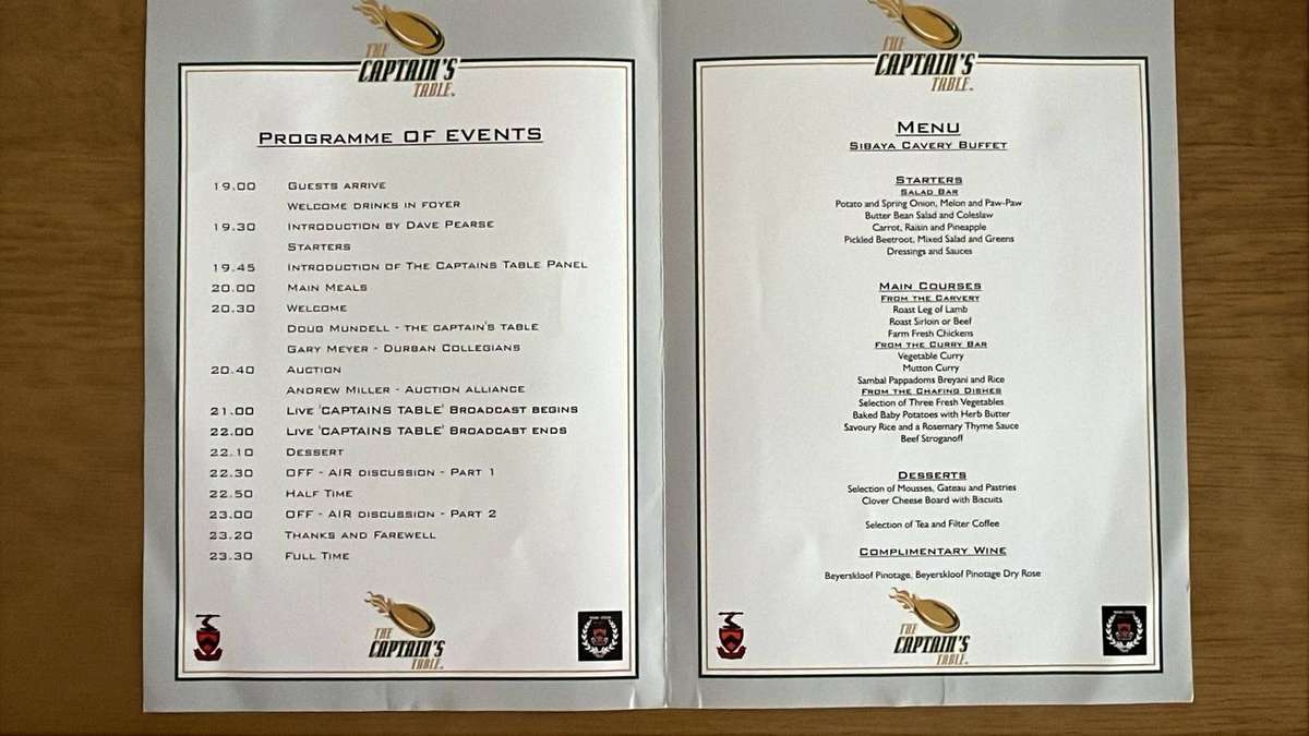 Des van Jaarsveldt Signed Original Photo & 2006 Signed Captains Table Programme, details below
