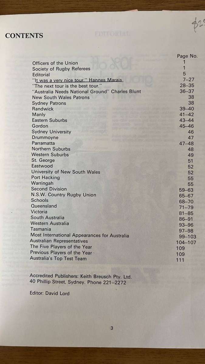 Die Onoorwinlikes - Springbokke in Australië & 1972 Australian Rugby, Signed, details below