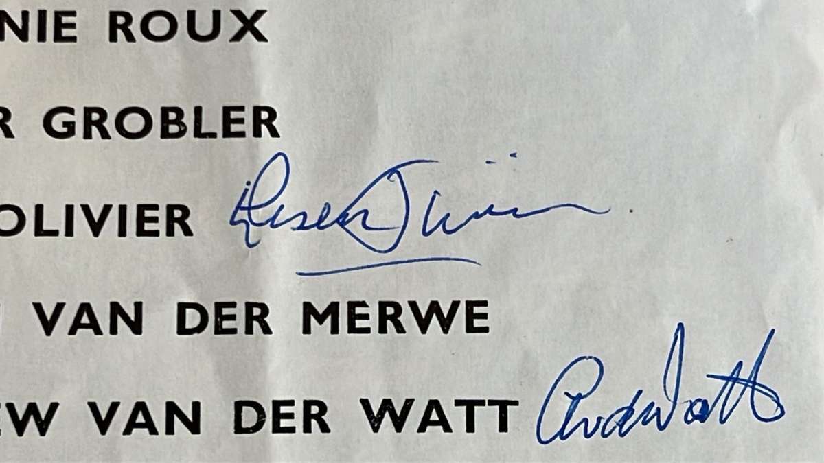 1969 Aberavon Neath vs South Africa Signed Programme & Pin, details below