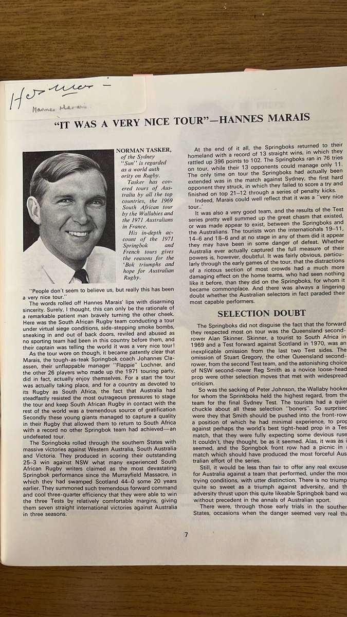 Die Onoorwinlikes - Springbokke in Australië & 1972 Australian Rugby, Signed, details below