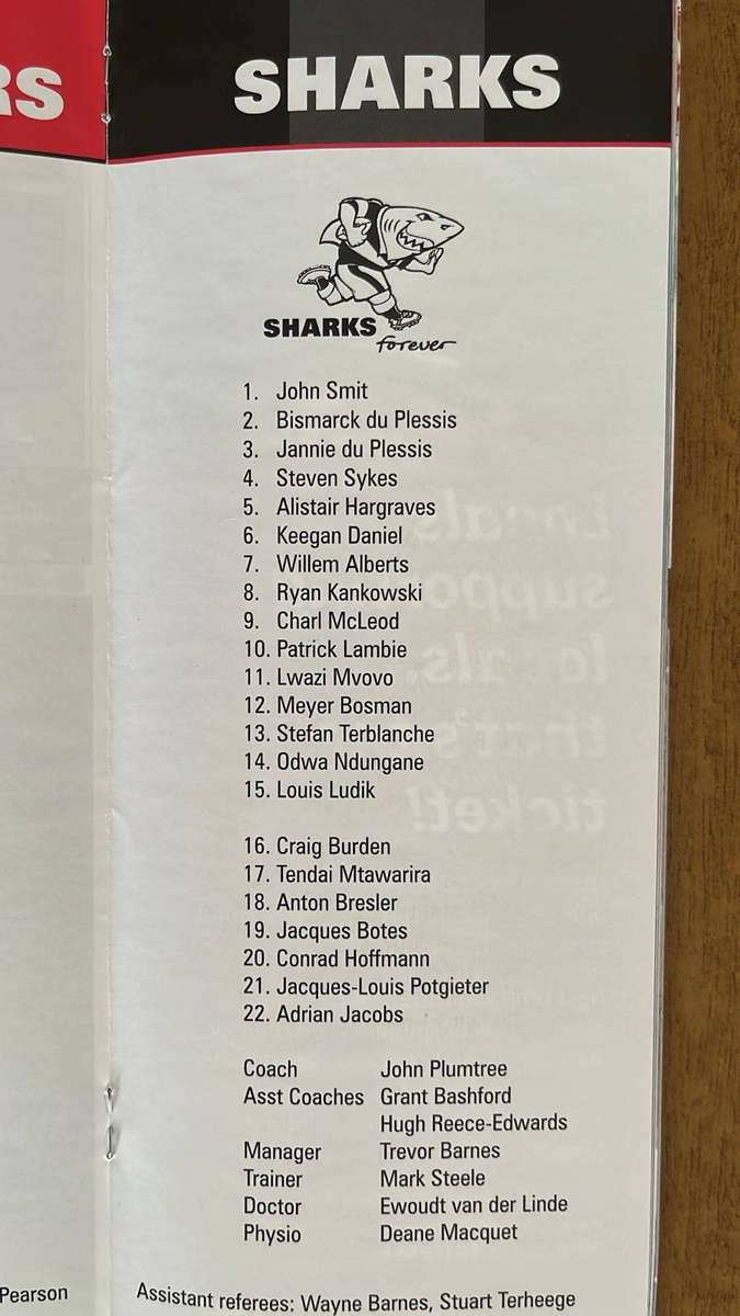A Historical Programme - 2011 Crusaders vs Sharks at Twickenham Programme, details below