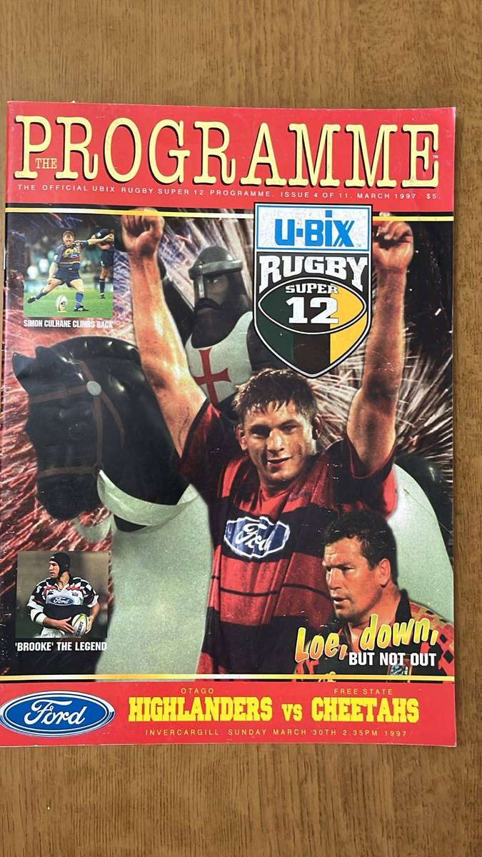 1997 Otago Highlanders vs Free State Cheetahs at Invercargill Programme, details below