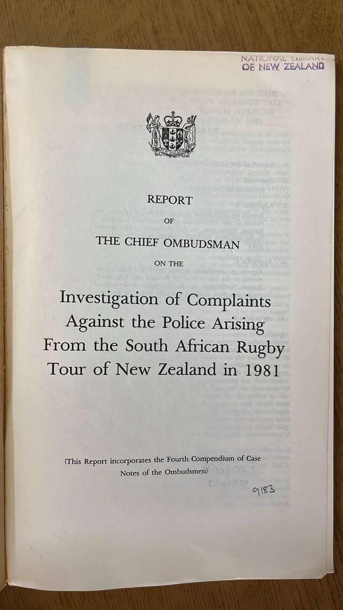 1981 Springbok Tour Chief Ombudsman Report, Full Title and details below