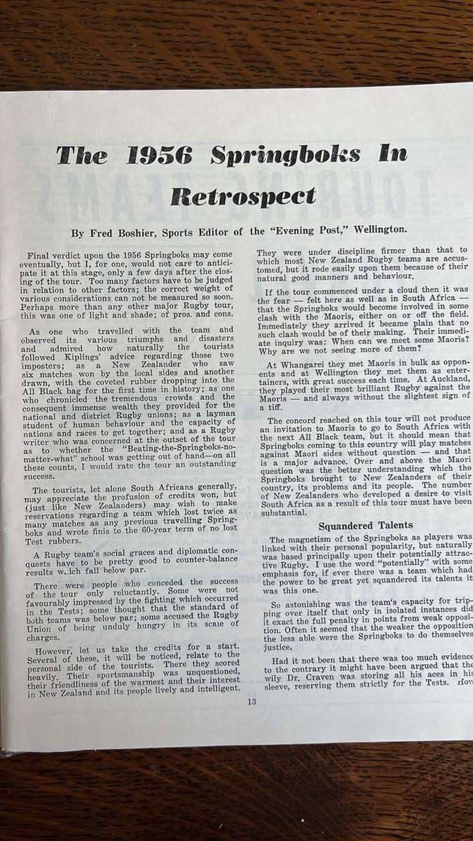 1956 Springboks in New Zealand, details below