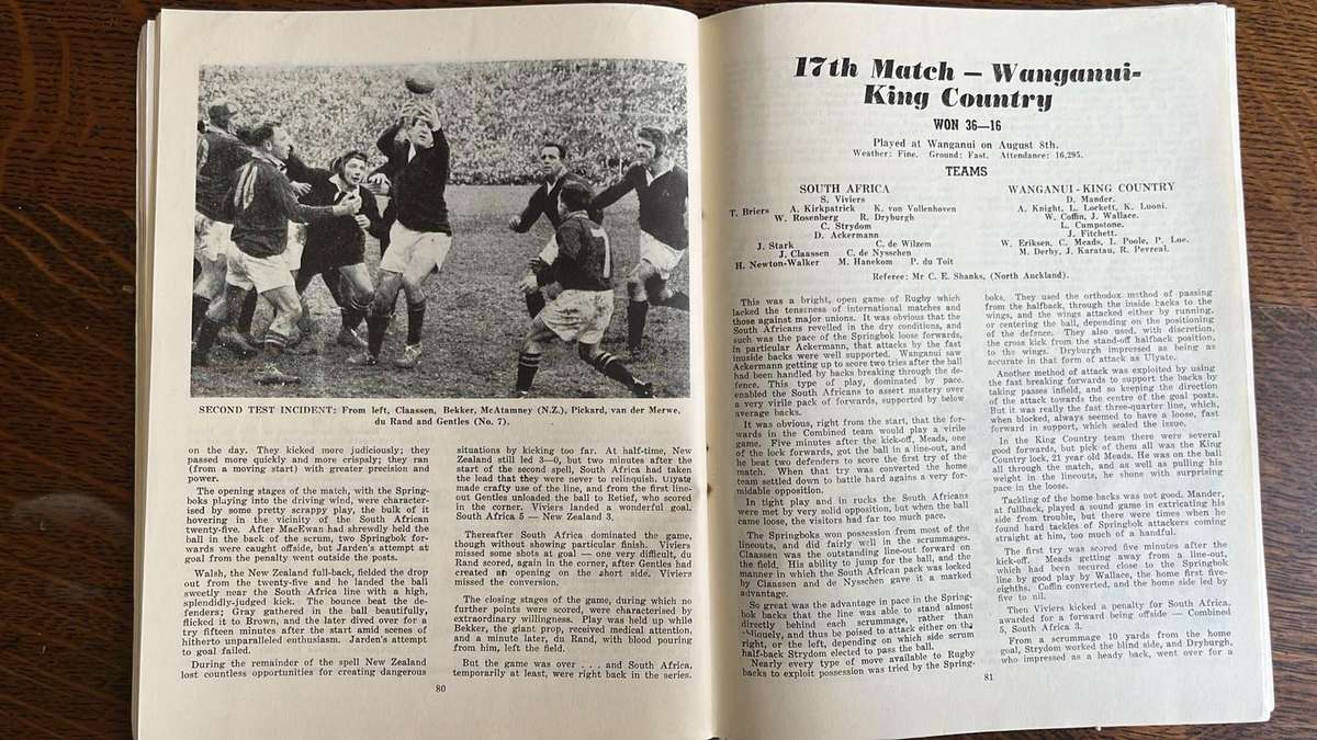 1956 Springboks in New Zealand, details below