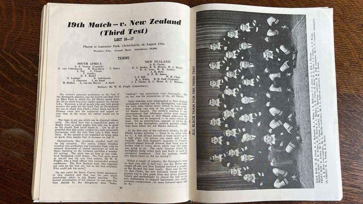 1956 Springboks in New Zealand, details below