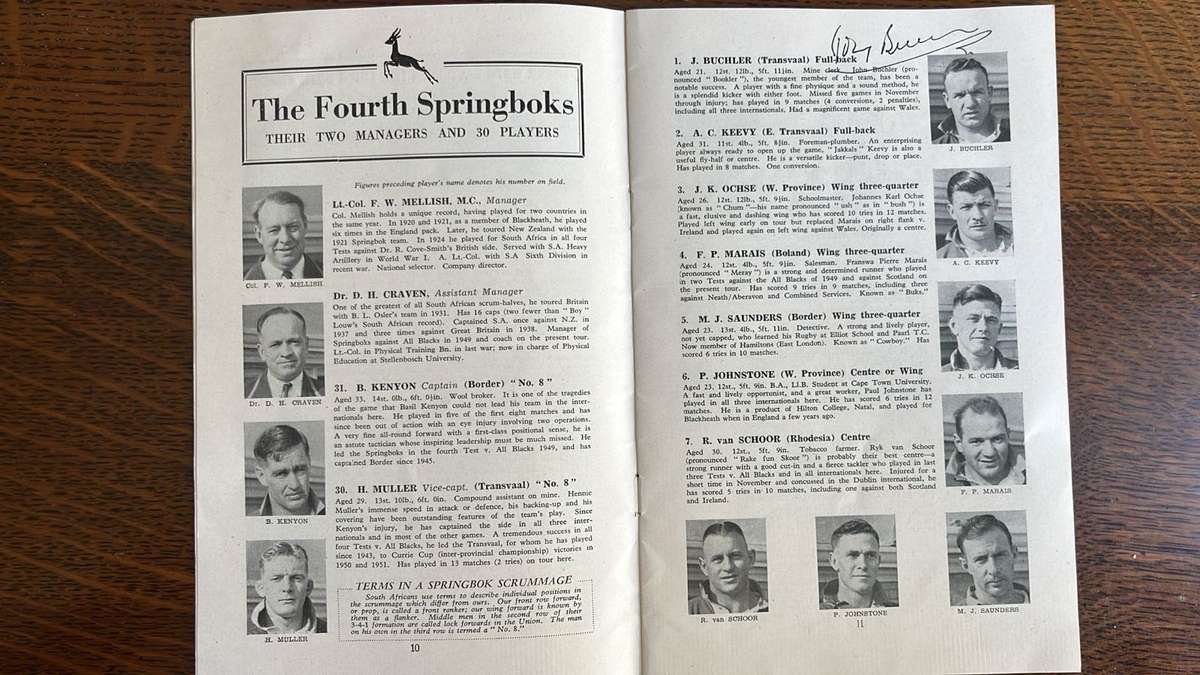 1952 England vs South Africa at Twickenham Signed Programme & Pin, details below