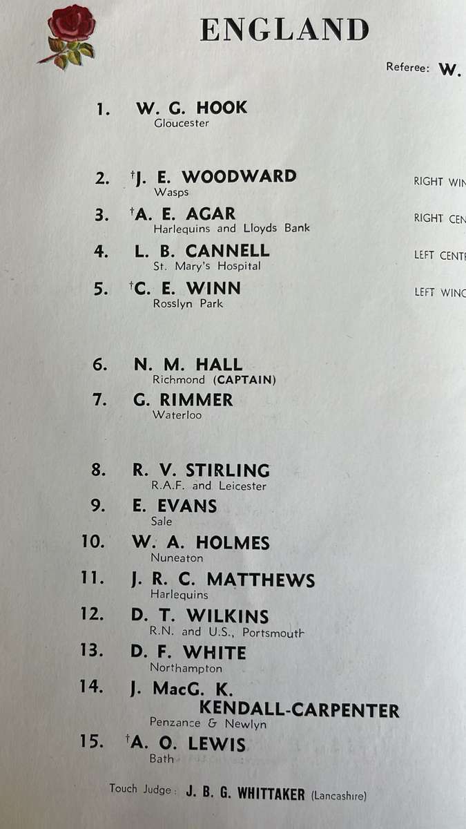 1952 England vs South Africa at Twickenham Signed Programme & Pin, details below