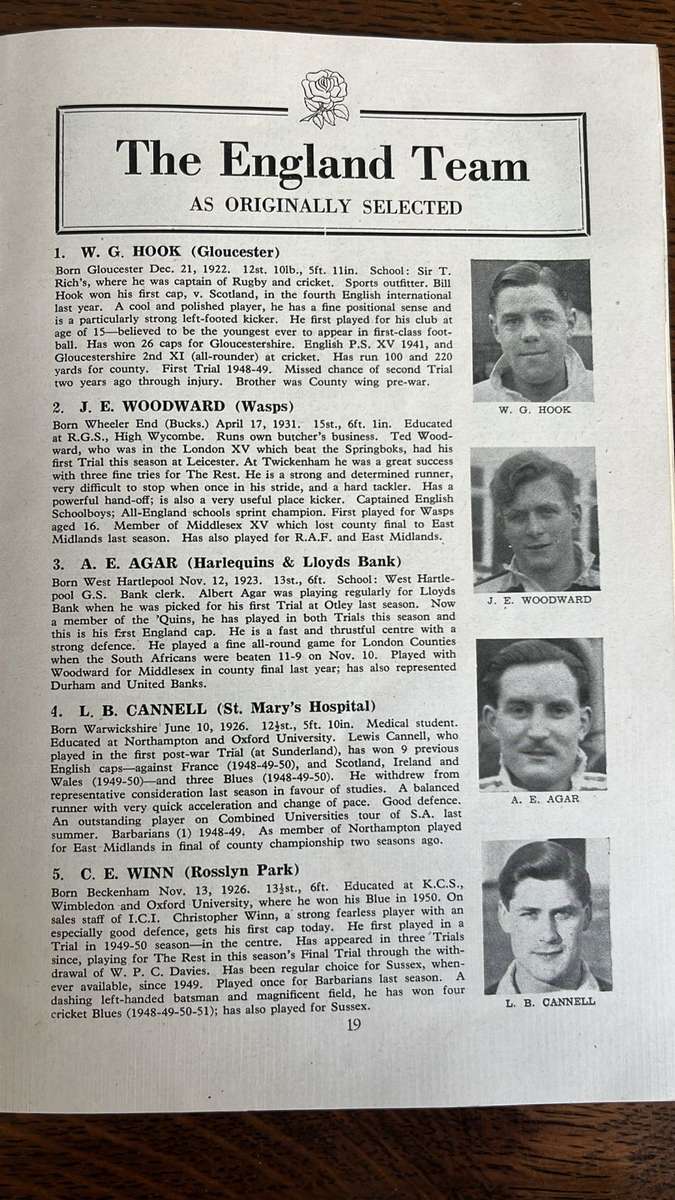 1952 England vs South Africa at Twickenham Signed Programme & Pin, details below