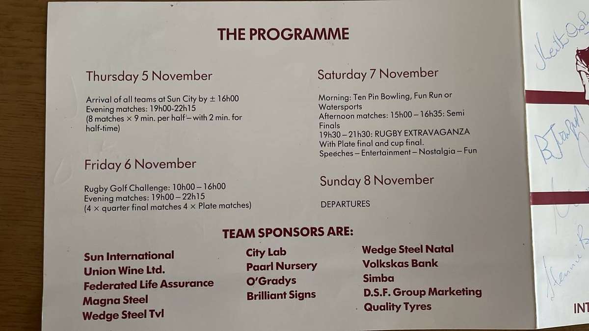 1987 International Players Original Signatures, details below