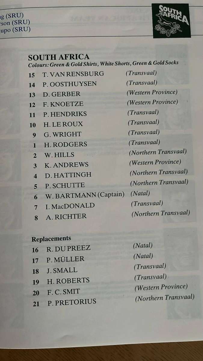 1992 Midlands vs South Africa at Leicester Club Programme & Ticket, details below