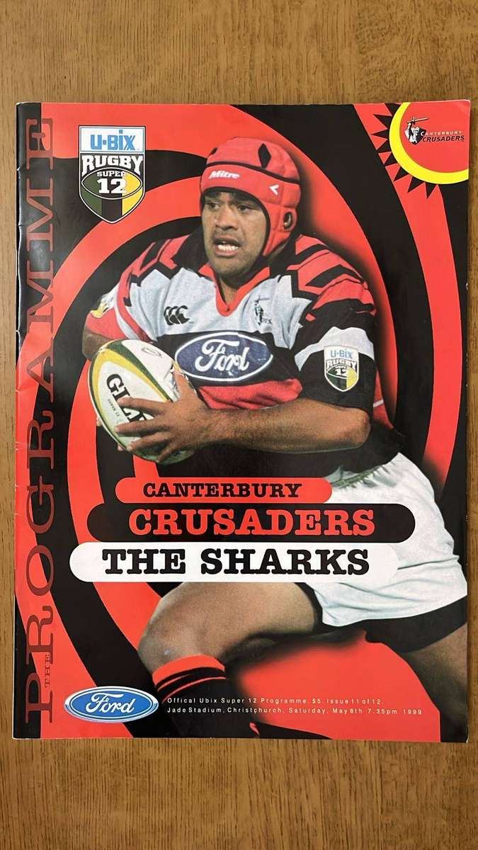 1999 Canterbury Crusaders vs The Sharks in Christchurch Programme, details below
