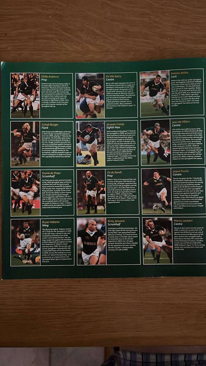 2006 Springbok Squad Pin Collection, details below