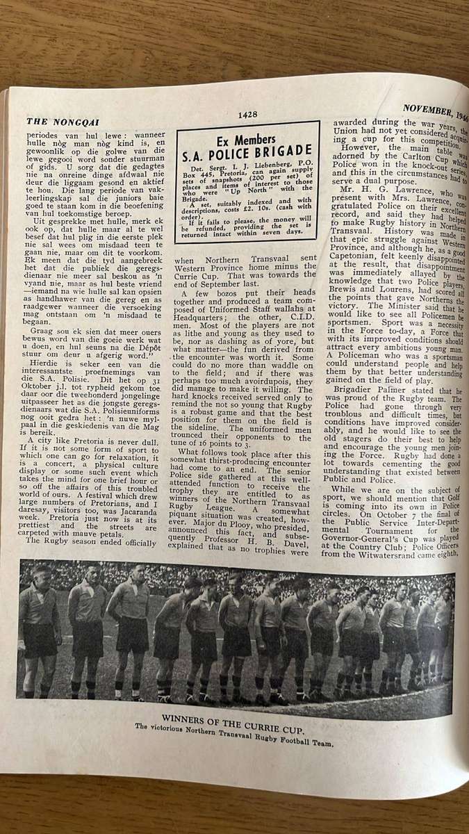 From Hannes Brewis Personal Collection - 1946 Nongqai, details below