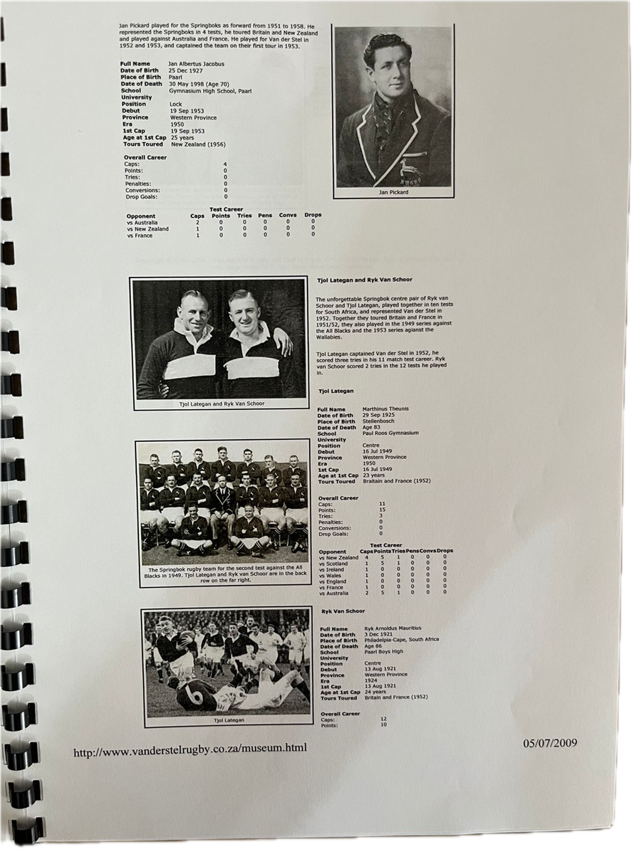 A Concise History of Van Der Stel Rugby Football Club
