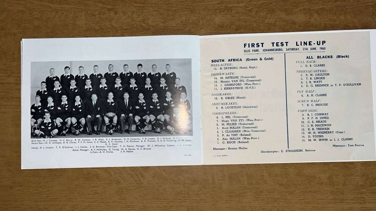 1960 All Blacks Tour to South Africa, details below