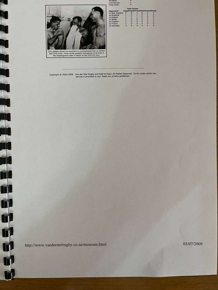 A Concise History of Van Der Stel Rugby Football Club