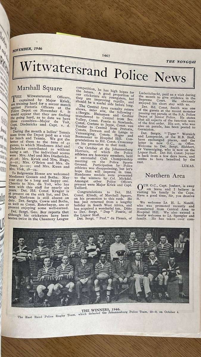 From Hannes Brewis Personal Collection - 1946 Nongqai, details below