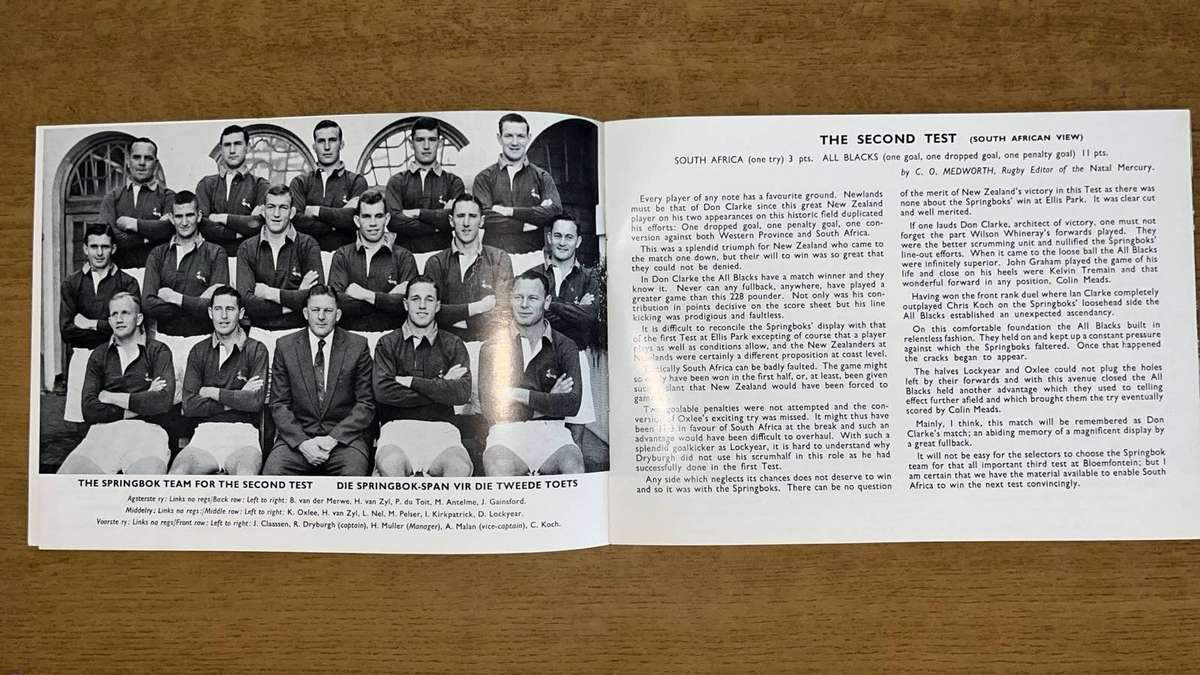 1960 All Blacks Tour to South Africa, details below