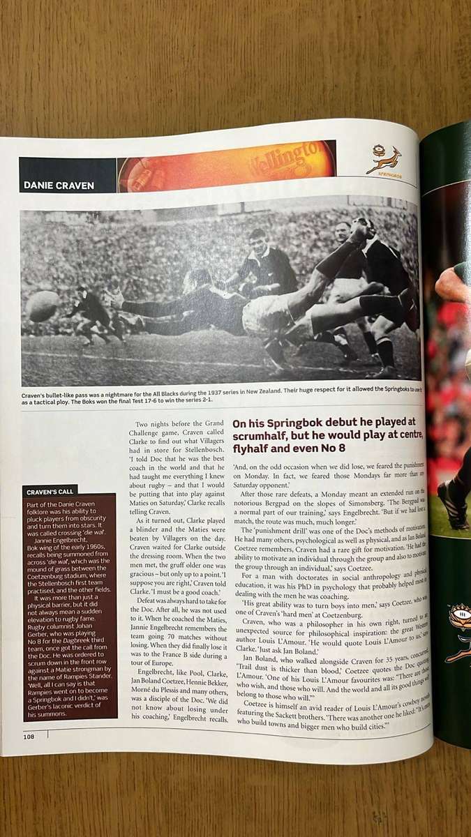 15 Official SA Rugby Union Magazine, Special Centenary Edition, details below