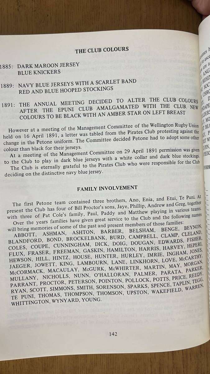 1885-1985 "True Blue" Petone Rugby Club & Centenary Service Programme, details below